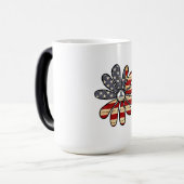 ヒッピー花パワー平和サインアメリカ国旗 モーフィングマグカップ (正面左)