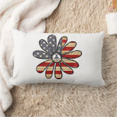 ヒッピー花パワー平和サインアメリカ国旗 ランバークッション (ブランケット)