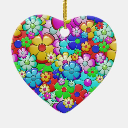 ヒッピー花磁器オーナメント セラミックオーナメント (正面)