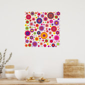 ヒッピー虹の花 ポスター (キッチン)