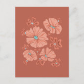 ヒッピー開花:抽象芸術レッドフラワーパワーアートワーク シーズンポストカード (正面)