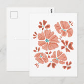 ヒッピー開花:抽象芸術レッドフラワーパワーアートワーク ポストカード (正面/裏面)