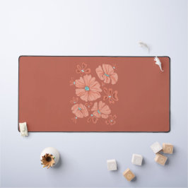 ヒッピー開花:抽象芸術レッドフラワーパワー デスクマット