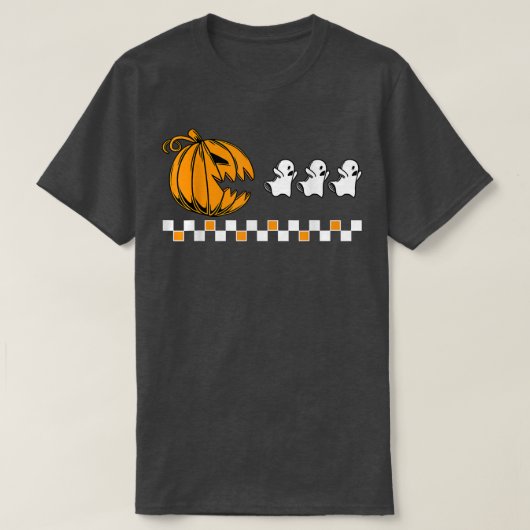 ヒッピー面白いハロウィンパンプキ食べン幽霊メンズwo tシャツ (デザイン正面)