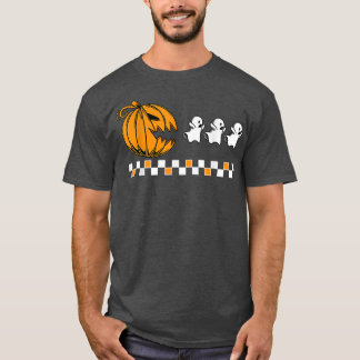 ヒッピー面白いハロウィンパンプキ食べン幽霊メンズwo tシャツ