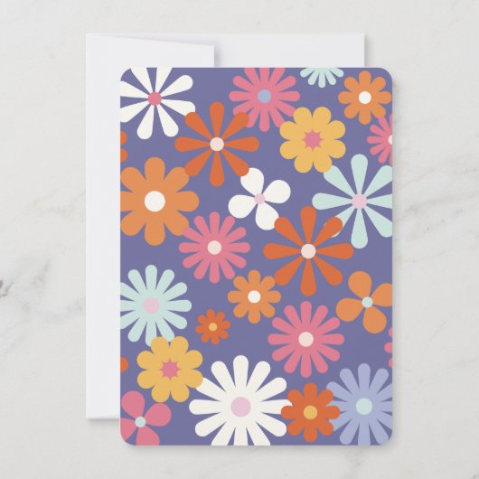 ヒッピー1960年代の1970年代の平和の愛とパーティー誕生日 招待状 (裏面)