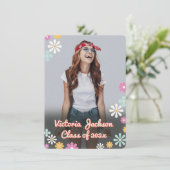 ヒッピー1960年代1970年代のフラワーパワー写真卒業 招待状 (スタンド正面)