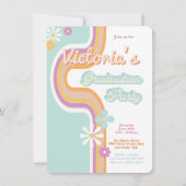 ヒッピー1960年代1970年代のフラワーパワー写真卒業 招待状 (裏面)