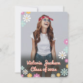 ヒッピー1960年代1970年代のフラワーパワー写真卒業 招待状 (正面)