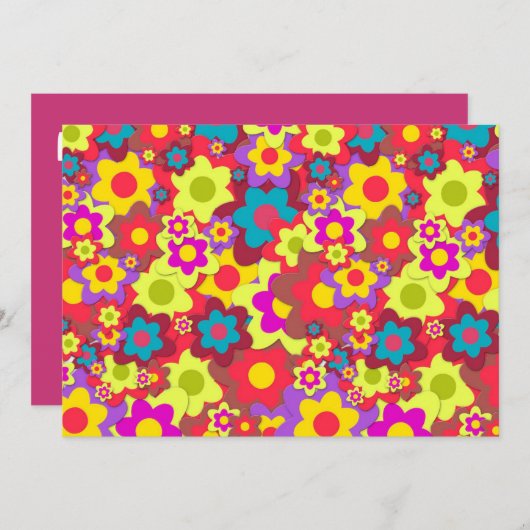 ヒッピー60sのレトロのパーティーのテーマ 招待状 (正面/裏面)