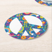 ヒッピー60sボホーピースサイン ラウンドペーパーコースター (アングル)