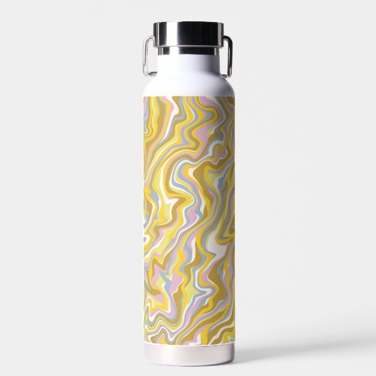 ヒッピー70s緑の大理石の液体スワールBohoパターン ウォーターボトル (正面)