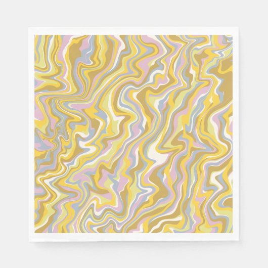 ヒッピー70s緑の大理石の液体スワールBohoパターン スタンダードランチョンナプキン (正面)