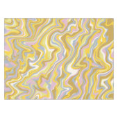 ヒッピー70s緑の大理石の液体スワールBohoパターン テーブルクロス (正面(横))