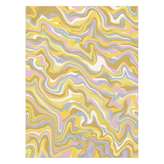 ヒッピー70s緑の大理石の液体スワールBohoパターン テーブルクロス (正面)