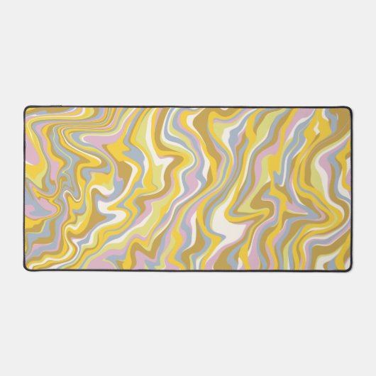 ヒッピー70s緑の大理石の液体スワールBohoパターン デスクマット (正面)