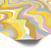 ヒッピー70s緑の大理石の液体スワールBohoパターン ポスター (コーナー)