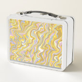 ヒッピー70s緑の大理石の液体スワールBohoパターン メタルランチボックス (裏面)