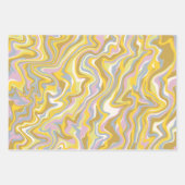 ヒッピー70s緑の大理石の液体スワールBohoパターン ラッピングペーパーシート (正面)