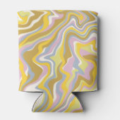 ヒッピー70s緑の大理石の液体スワールBohoパターン 缶クーラー (裏面)