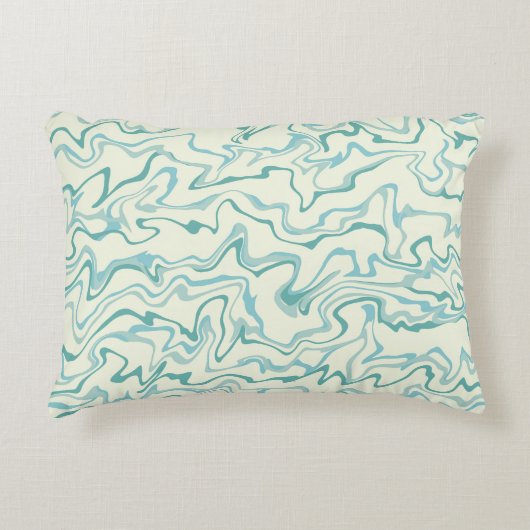 ヒッピー70s青い大理石液体スワールBohoパターン アクセントクッション (正面)
