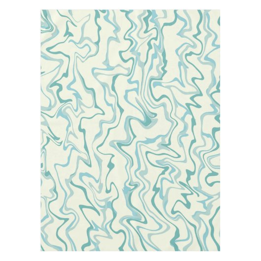 ヒッピー70s青い大理石液体スワールBohoパターン テーブルクロス (正面)