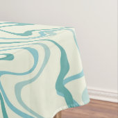 ヒッピー70s青い大理石液体スワールBohoパターン テーブルクロス (インサイチュ)