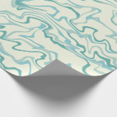 ヒッピー70s青い大理石液体スワールBohoパターン ラッピングペーパー (角)