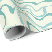 ヒッピー70s青い大理石液体スワールBohoパターン ラッピングペーパー (ロールコーナー)