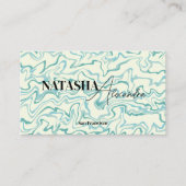 ヒッピー70s青い大理石液体スワールBohoパターン 名刺 (正面)