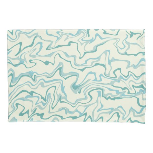 ヒッピー70s青い大理石液体スワールBohoパターン 枕カバー (正面)