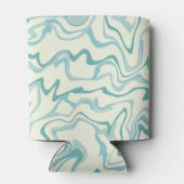 ヒッピー70s青い大理石液体スワールBohoパターン 缶クーラー (裏面)