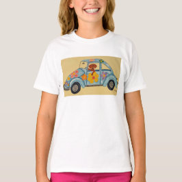 ヒッピー・カーのダックスフントTシャツ Tシャツ