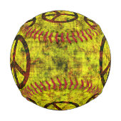 ヒッピー・グルービー70年代の平和のシンボルイエロー 野球ボール (裏面)