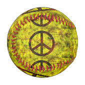 ヒッピー・グルービー70年代の平和のシンボルイエロー 野球ボール (正面左)