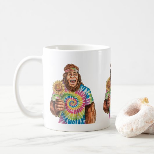 ヒッピー・サスクワッチとひまわり コーヒーマグカップ (ドーナツ)