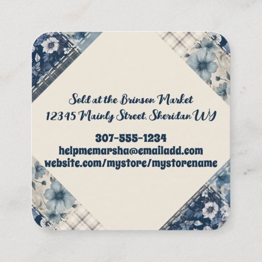 ヒッピー・サンキルターキルティング裁縫シーストレス スクエア名刺 (裏面)