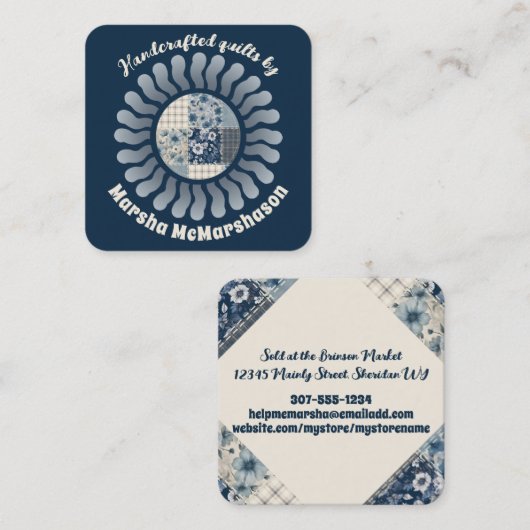 ヒッピー・サンキルターキルティング裁縫シーストレス スクエア名刺 (正面/裏面)