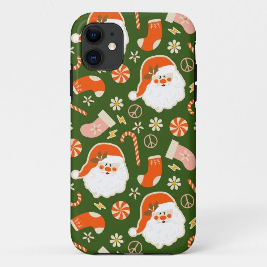 ヒッピー・サンタとキャンディー・ケーンの柄 Case-Mate iPhoneケース (裏面)