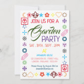 ヒッピー シックに装飾されたガーデンパーティー 招待状 (正面)
