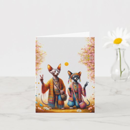 ヒッピー・スフィンクス・キャット カード (小さな植物)