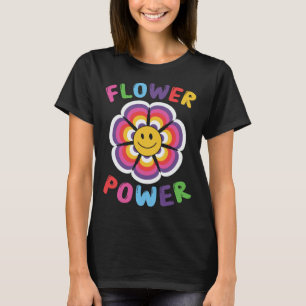 ヒッピー・スマイリー・顔・フラワー・パワー Tシャツ
