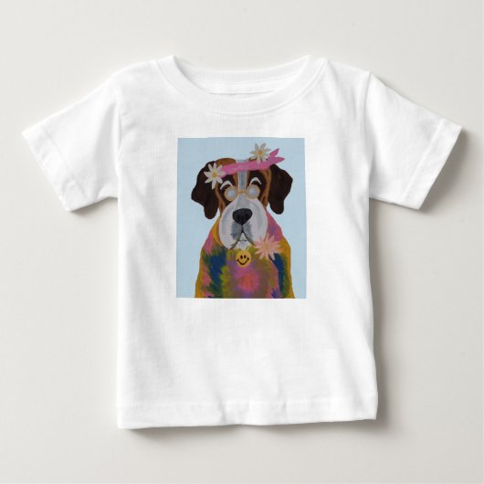 ヒッピー セントバーナード ベビーTシャツ (正面)