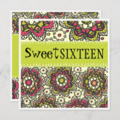 ヒッピー·チャック·トータル·レトロ·スイート16バースデー·パーティー 招待状 (正面/裏面)