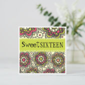 ヒッピー·チャック·トータル·レトロ·スイート16バースデー·パーティー 招待状 (スタンド正面)