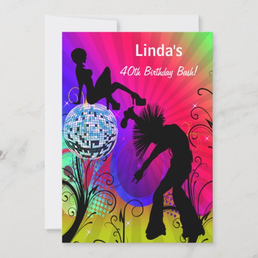 ヒッピー・ディスコ・レトロ・パーティの招待状 招待状 (正面)