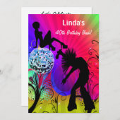 ヒッピー・ディスコ・レトロ・パーティの招待状 招待状 (正面/裏面)