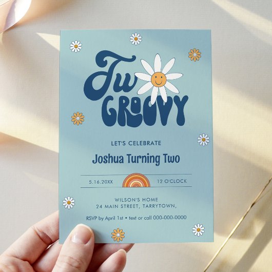 ヒッピー・デイズ ツー・グルービー・ボーイ 2歳の誕生日 招待状