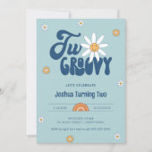 ヒッピー・デイズ ツー・グルービー・ボーイ 2歳の誕生日 招待状 (正面)