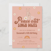 ヒッピー・デイズ ピースアウト シングルディジット 10歳の誕生日 招待状 (正面)